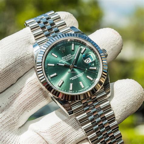 women's rolex green face|rolex 41mm date just mint dial.